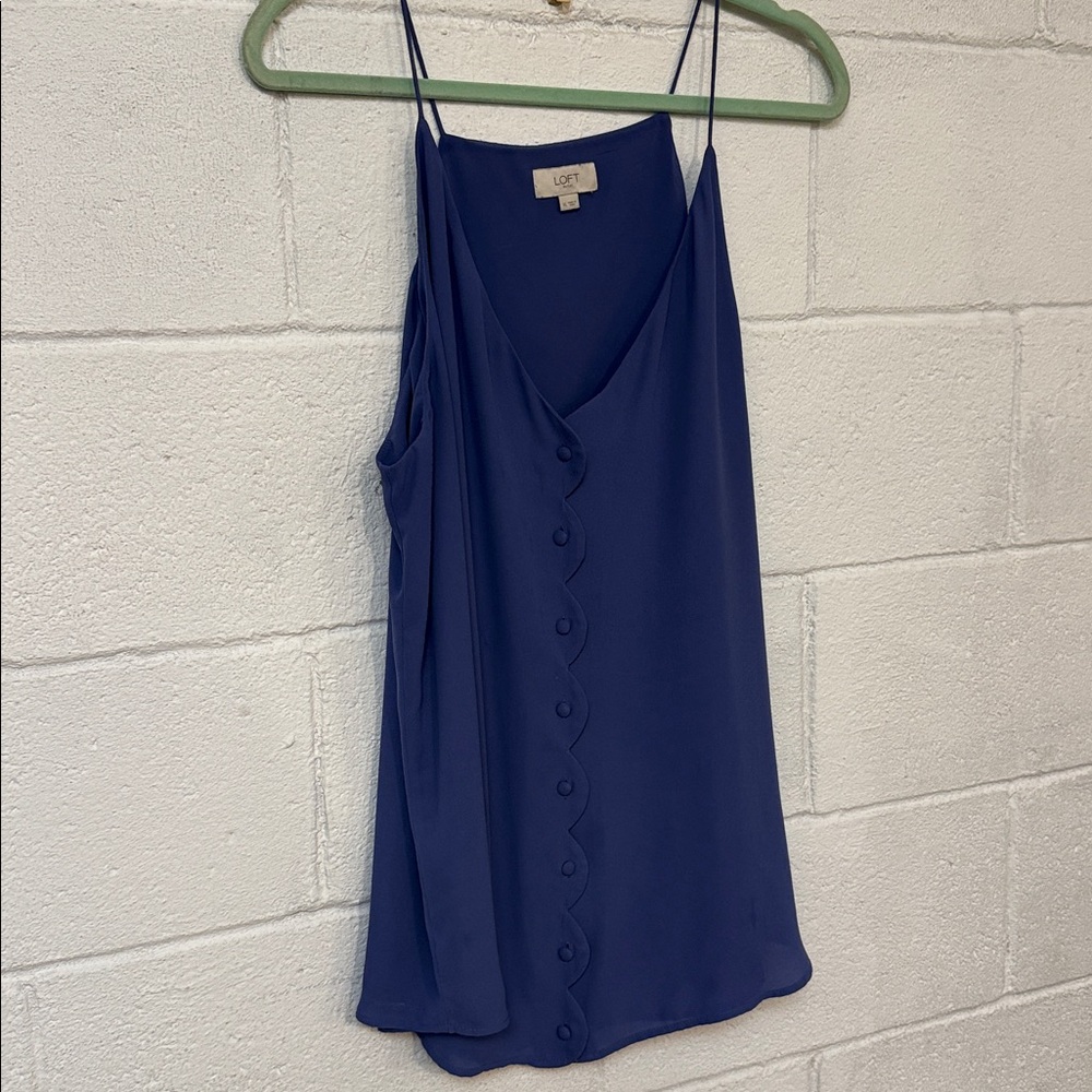 LOFT Navy Scalloped-Button Spaghetti Strap Cami